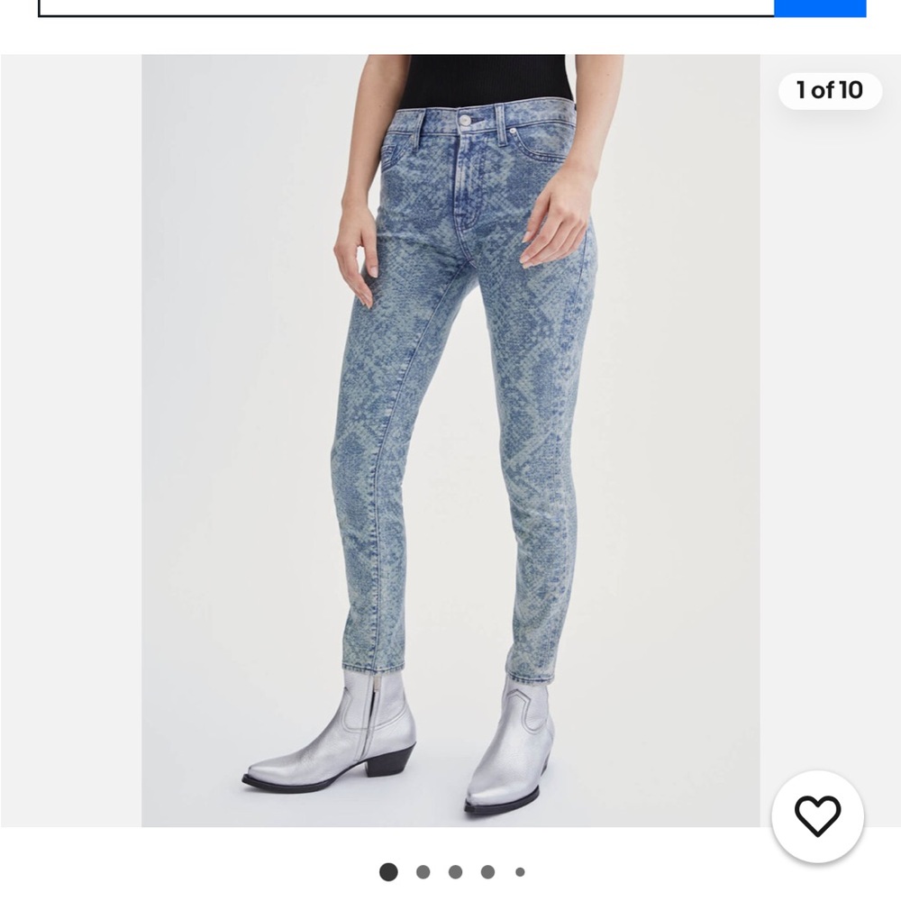 7 For All Mankind Womens Ankle Super Skinny Jeans Size 26 NWT Coated Snake Print